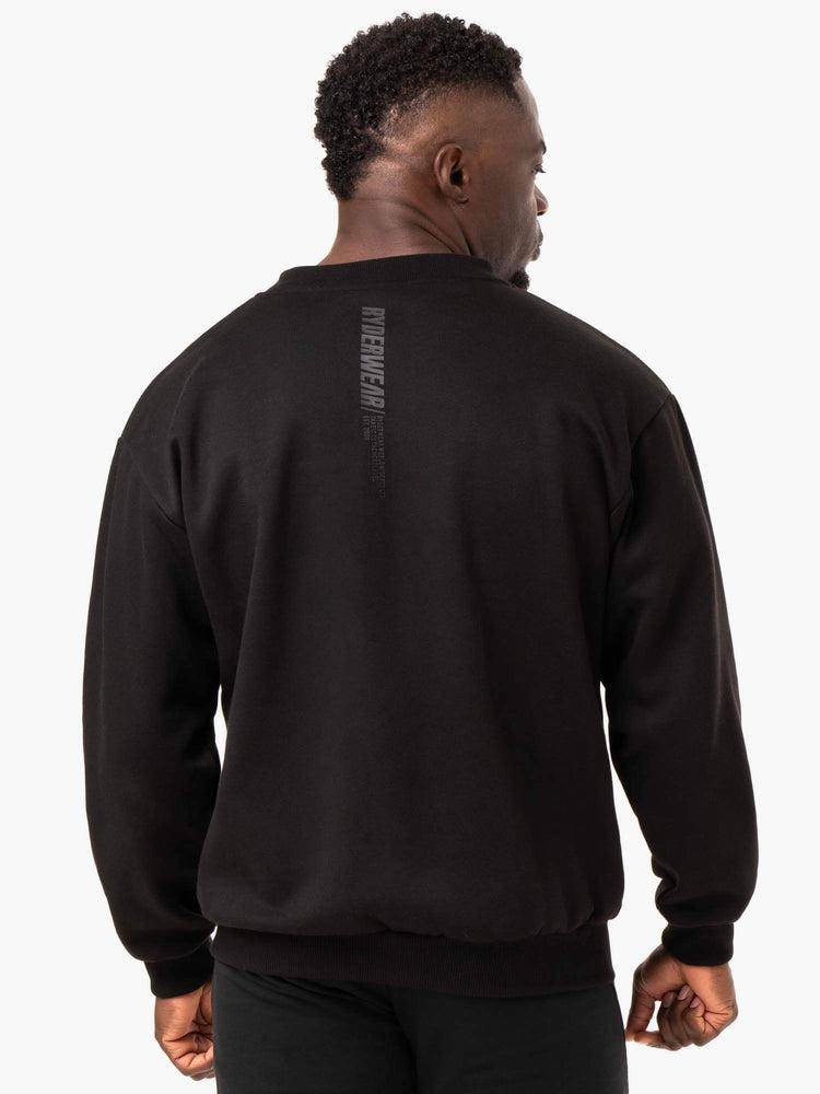 Men's Ryderwear Men Sweaters Reset Fleece Crew Neck Sweaters Black | NZ1331IS