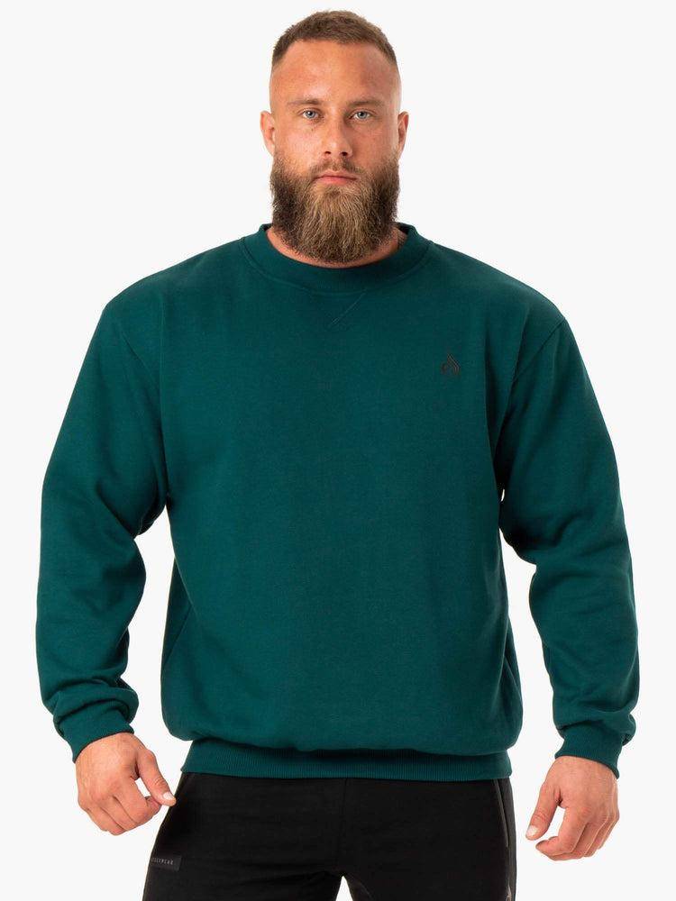 Men\'s Ryderwear Men Sweaters Reset Fleece Crew Neck Sweaters Emerald | NZ1334AP