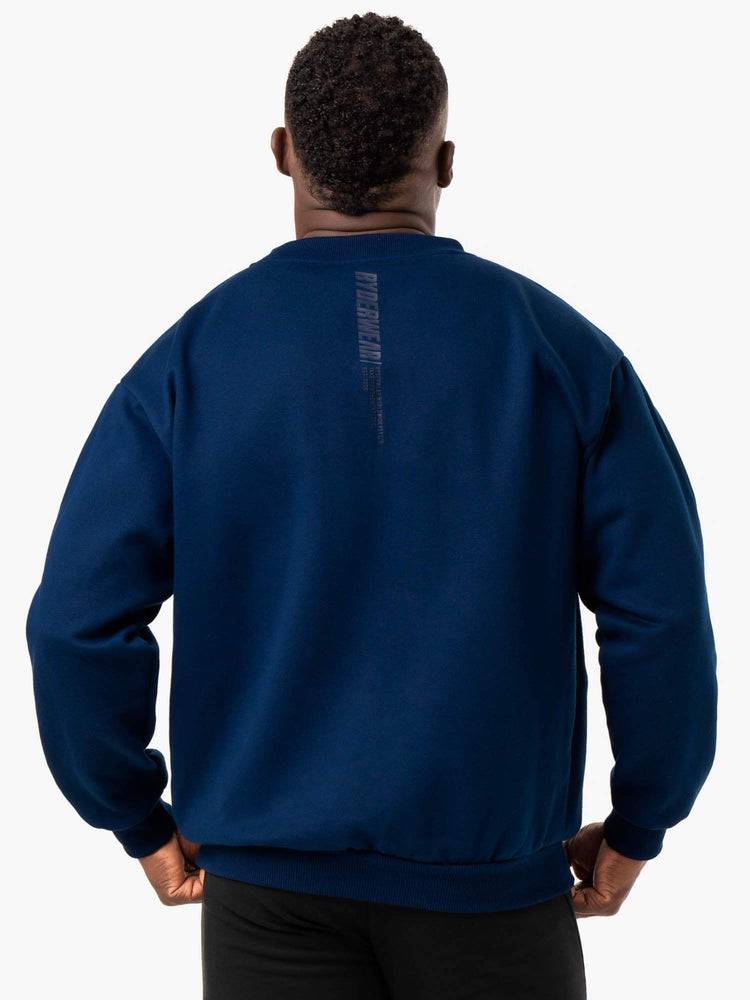 Men's Ryderwear Men Sweaters Reset Fleece Crew Neck Sweaters Blue | NZ1335SO