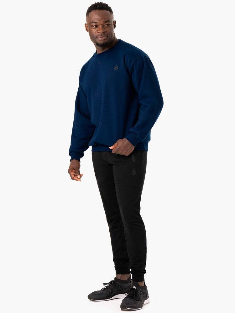 Men's Ryderwear Men Sweaters Reset Fleece Crew Neck Sweaters Blue | NZ1335SO