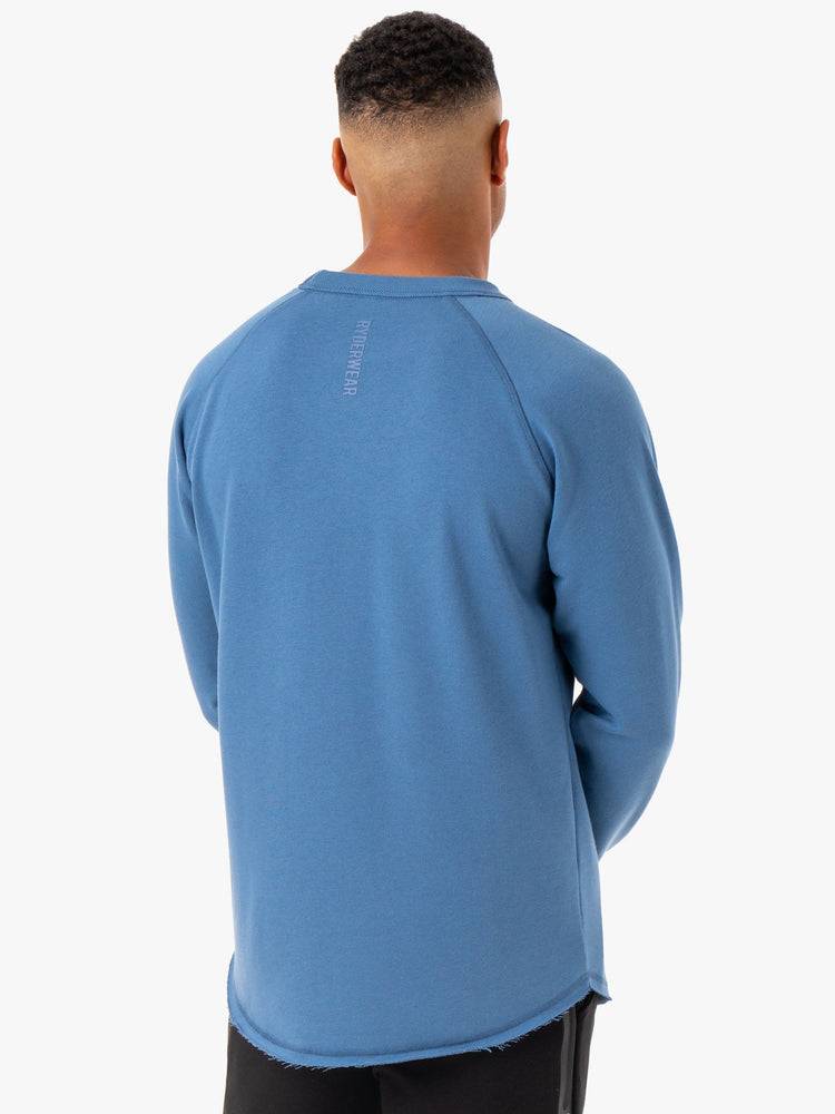 Men's Ryderwear Men Sweaters Restore Crew Neck Sweaters Blue | NZ1336DN