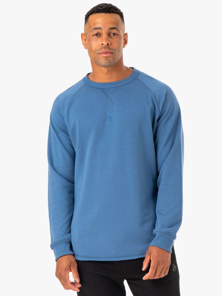 Men's Ryderwear Men Sweaters Restore Crew Neck Sweaters Blue | NZ1336DN