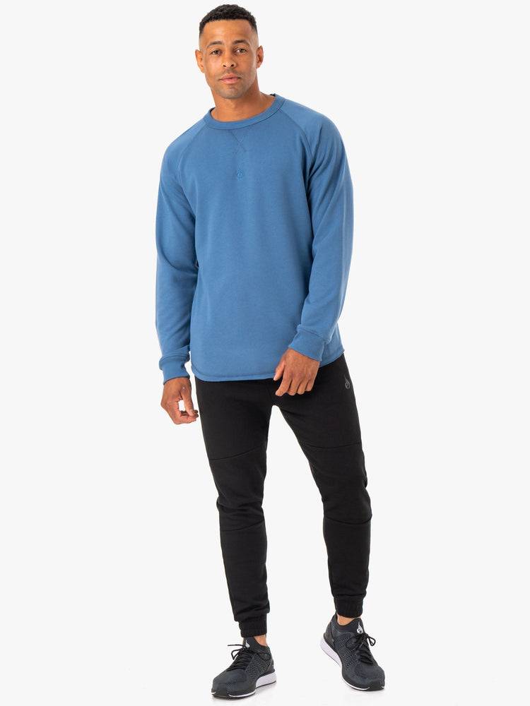 Men's Ryderwear Men Sweaters Restore Crew Neck Sweaters Blue | NZ1336DN