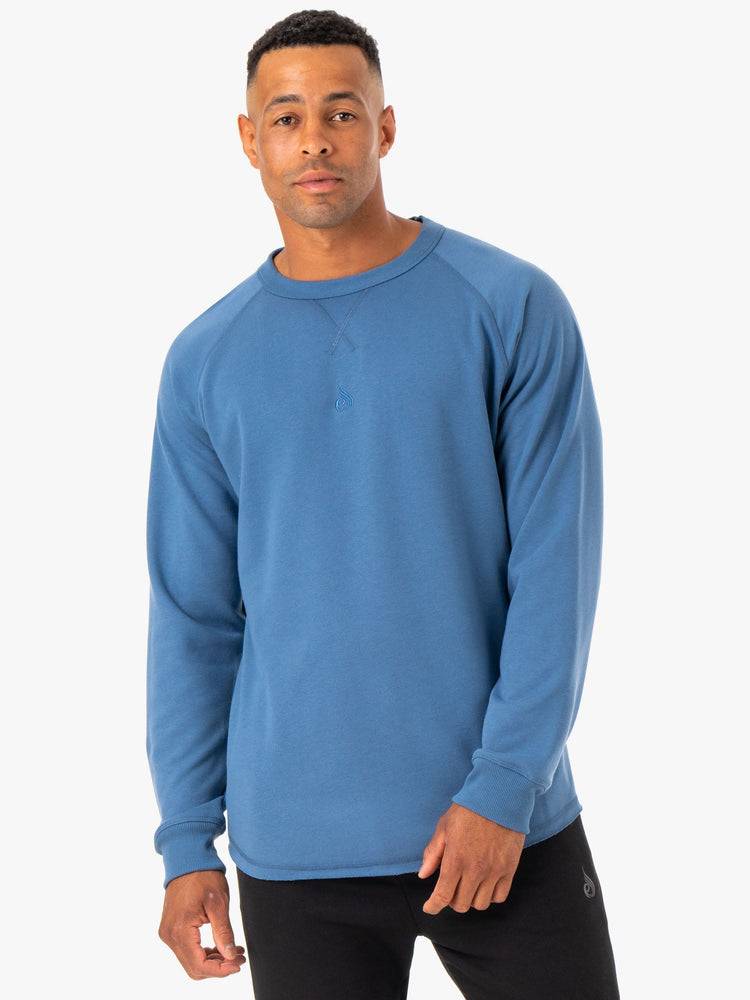 Men\'s Ryderwear Men Sweaters Restore Crew Neck Sweaters Blue | NZ1336DN