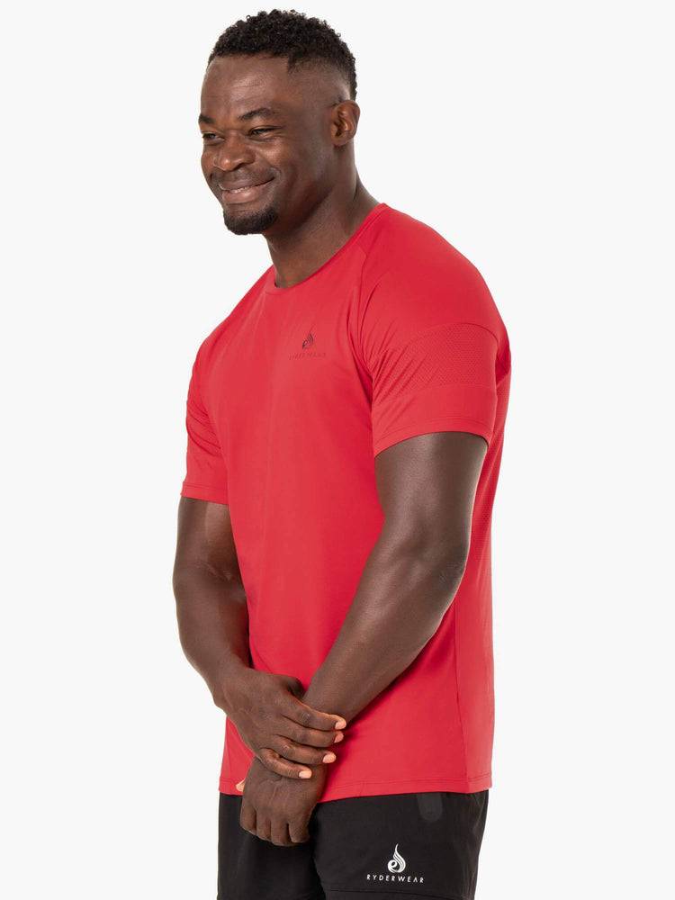 Men's Ryderwear Men T Shirts Action Mesh T Shirts Red | NZ1188XF