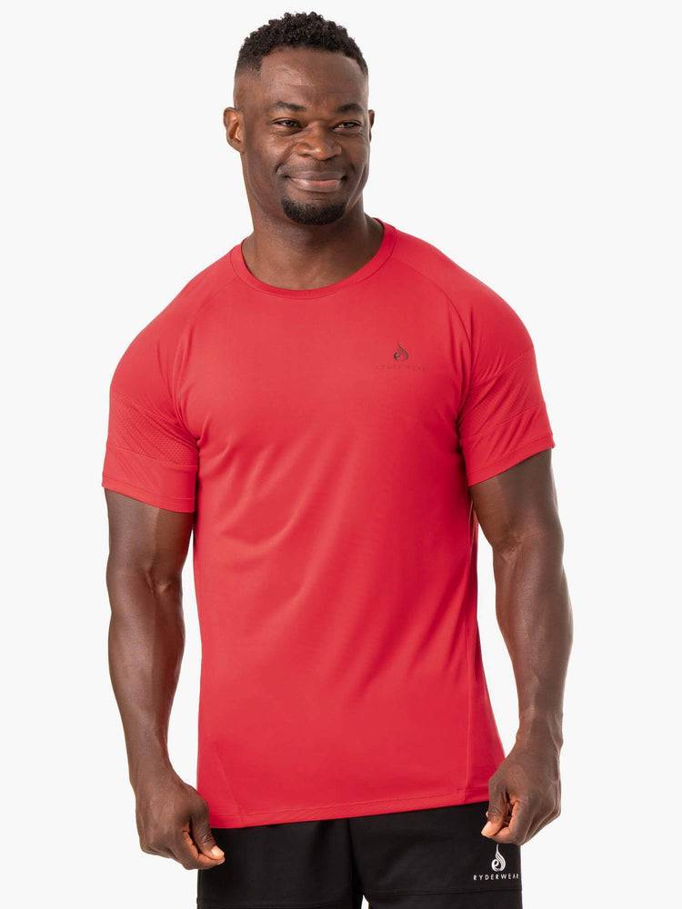 Men\'s Ryderwear Men T Shirts Action Mesh T Shirts Red | NZ1188XF