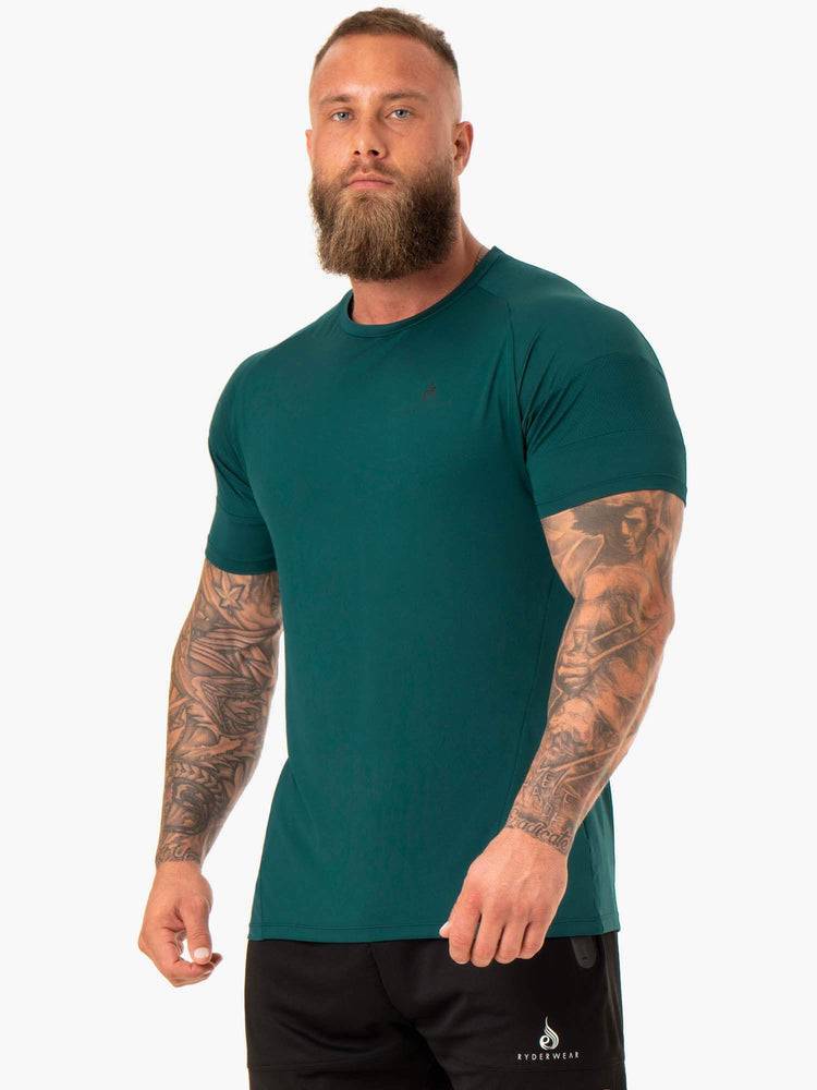 Men's Ryderwear Men T Shirts Action Mesh T Shirts Emerald | NZ1189CE