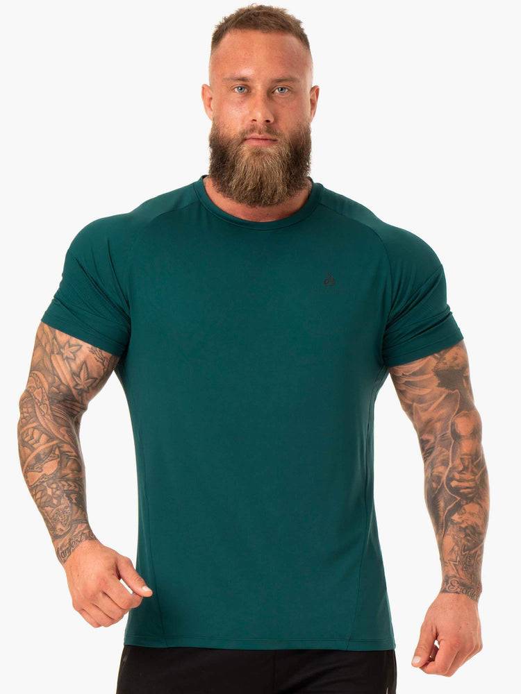 Men\'s Ryderwear Men T Shirts Action Mesh T Shirts Emerald | NZ1189CE