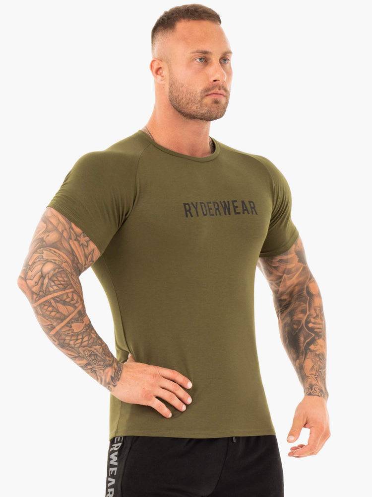 Men's Ryderwear Men T Shirts Active T Shirts Khaki | NZ1191BC