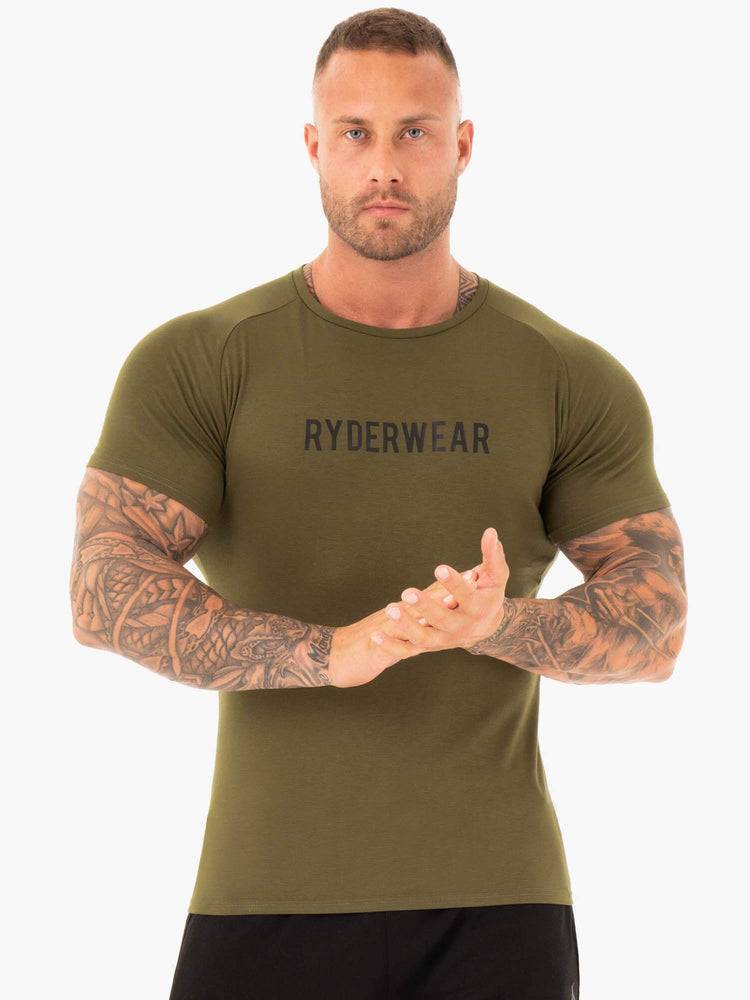 Men\'s Ryderwear Men T Shirts Active T Shirts Khaki | NZ1191BC