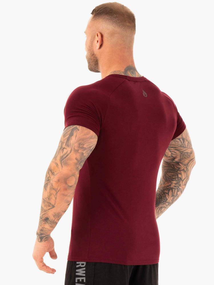 Men's Ryderwear Men T Shirts Active T Shirts Burgundy | NZ1192NB