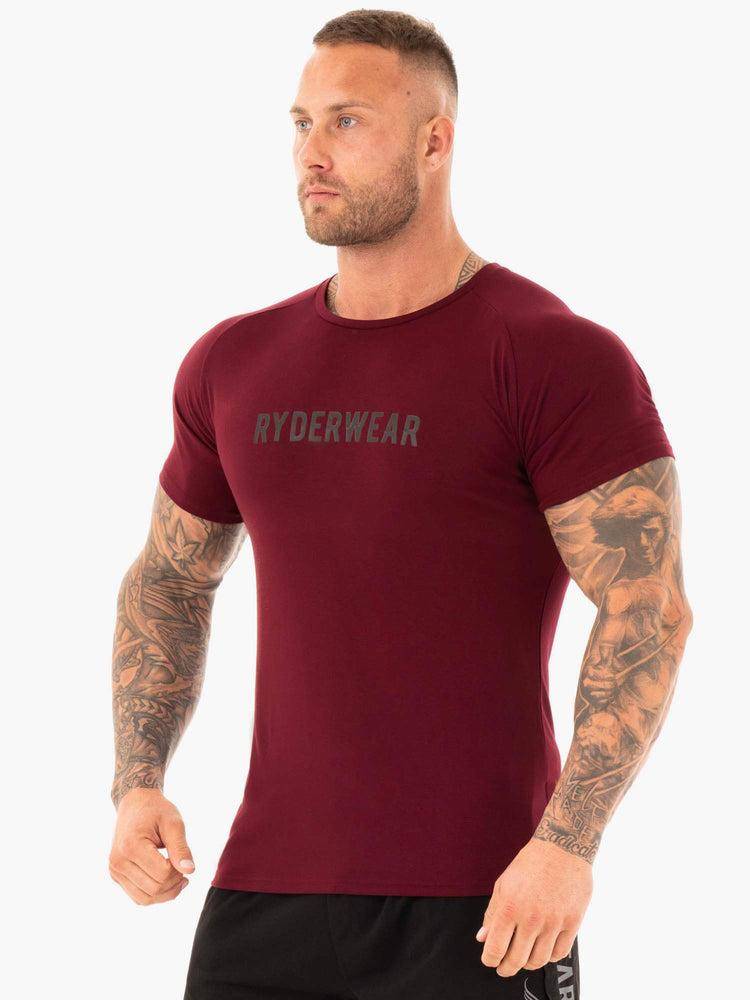 Men's Ryderwear Men T Shirts Active T Shirts Burgundy | NZ1192NB