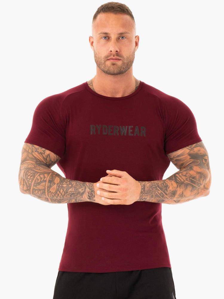 Men\'s Ryderwear Men T Shirts Active T Shirts Burgundy | NZ1192NB