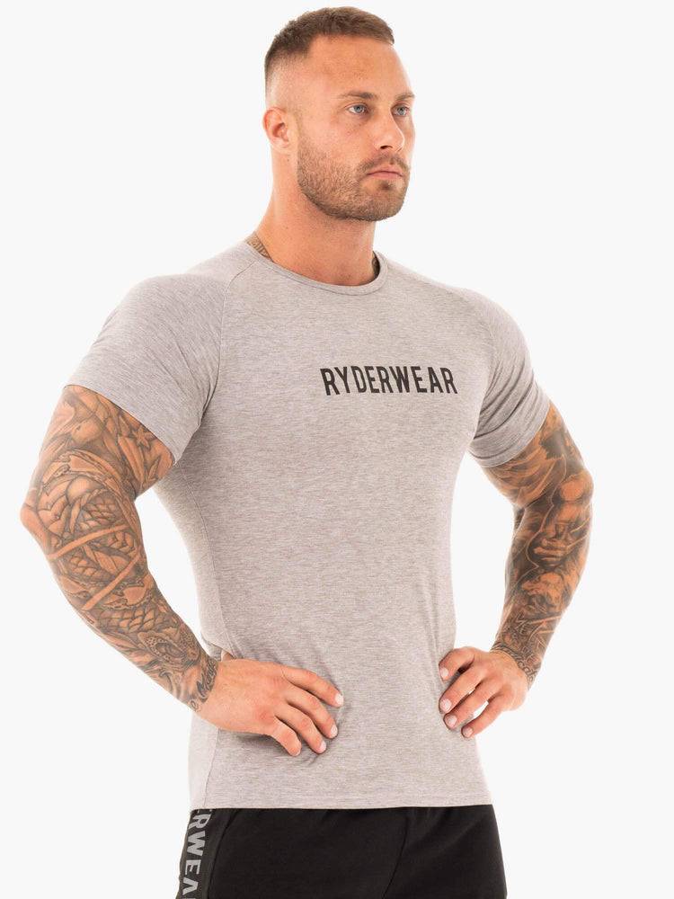 Men's Ryderwear Men T Shirts Active T Shirts Grey Marl | NZ1193MA