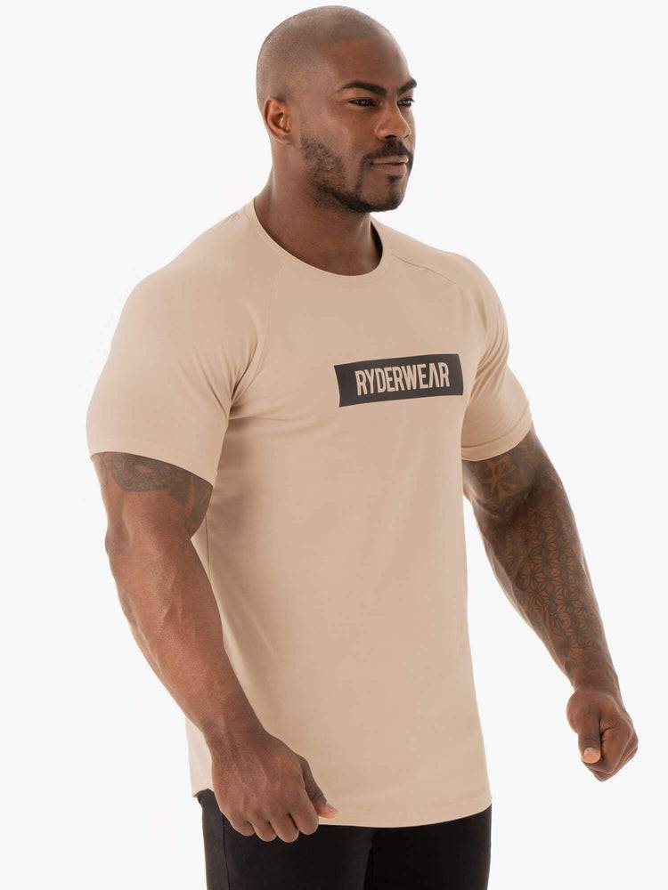 Men's Ryderwear Men T Shirts Base T Shirts Sand | NZ1198TV