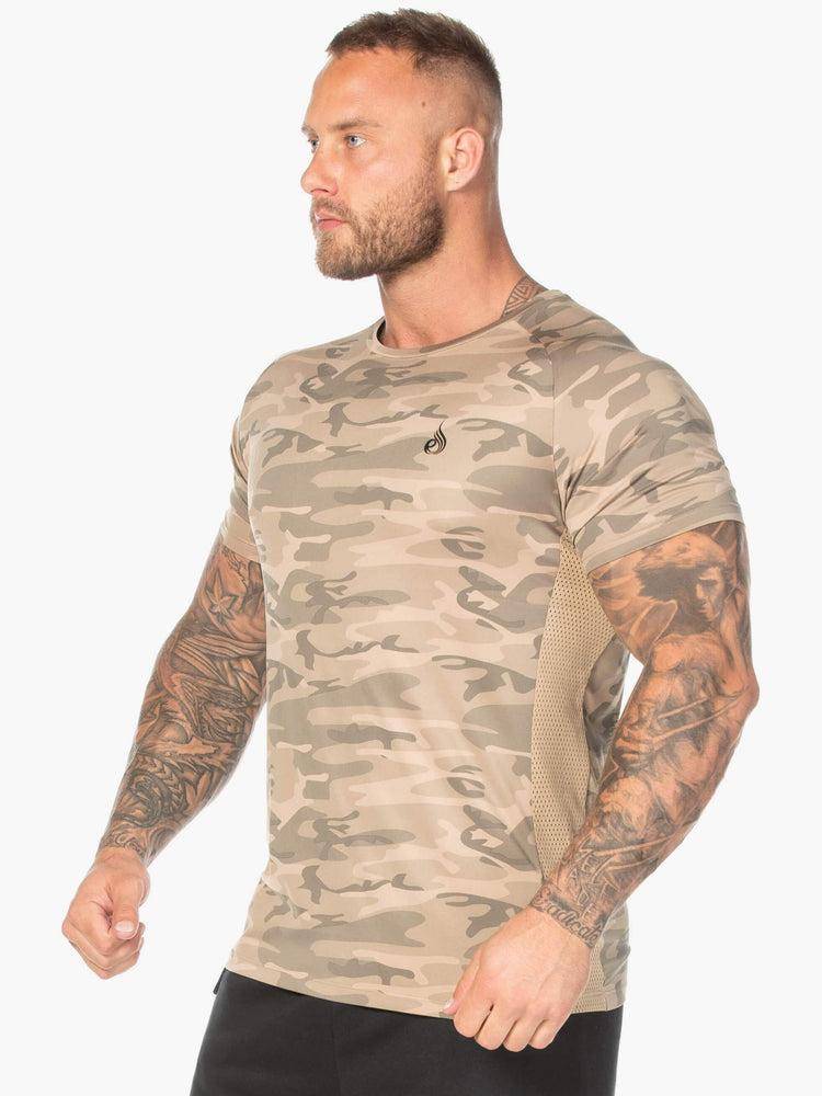 Men's Ryderwear Men T Shirts Camo Mesh T Shirts Tan Camo | NZ1206DN