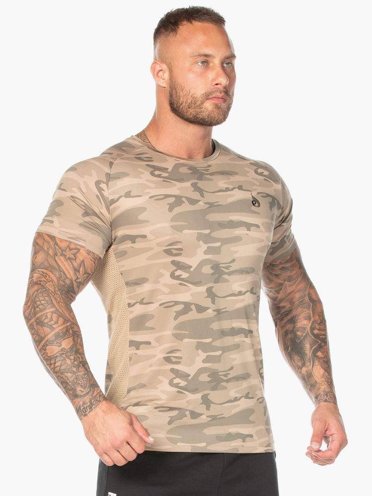 Men's Ryderwear Men T Shirts Camo Mesh T Shirts Tan Camo | NZ1206DN