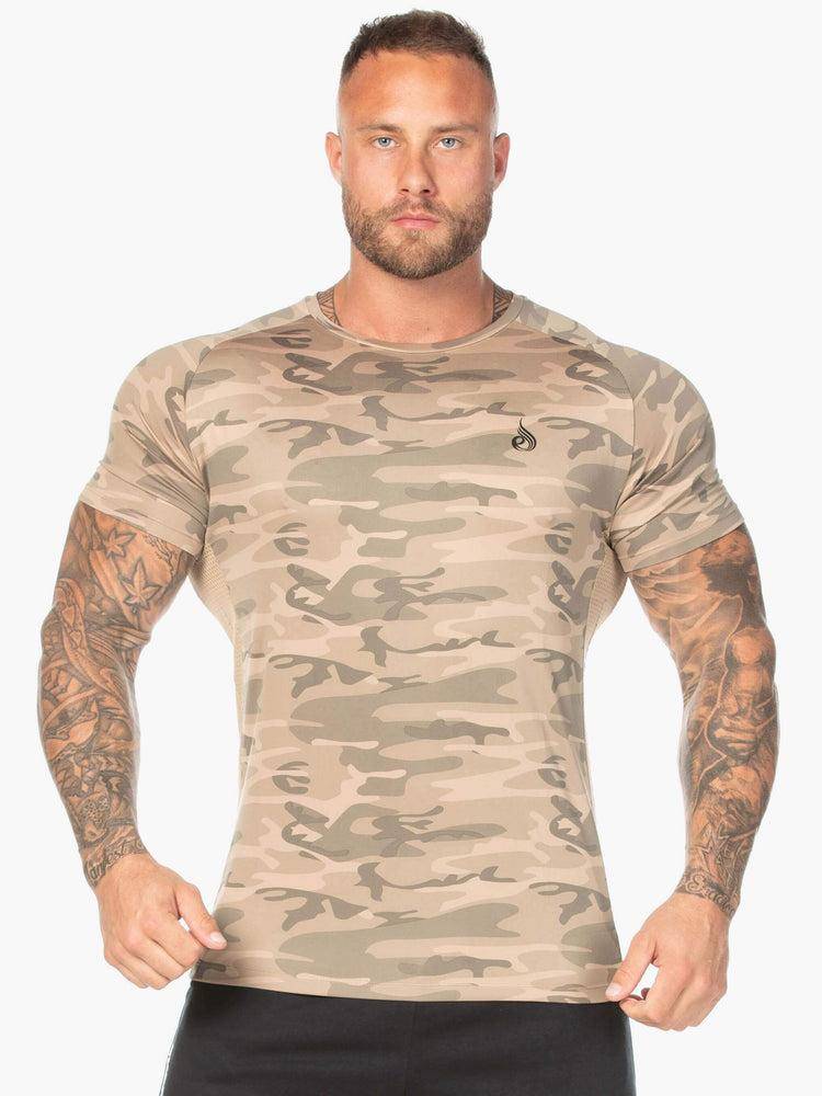 Men's Ryderwear Men T Shirts Camo Mesh T Shirts Tan Camo | NZ1206DN