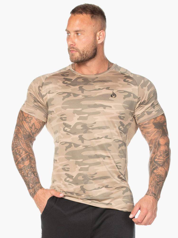 Men\'s Ryderwear Men T Shirts Camo Mesh T Shirts Tan Camo | NZ1206DN