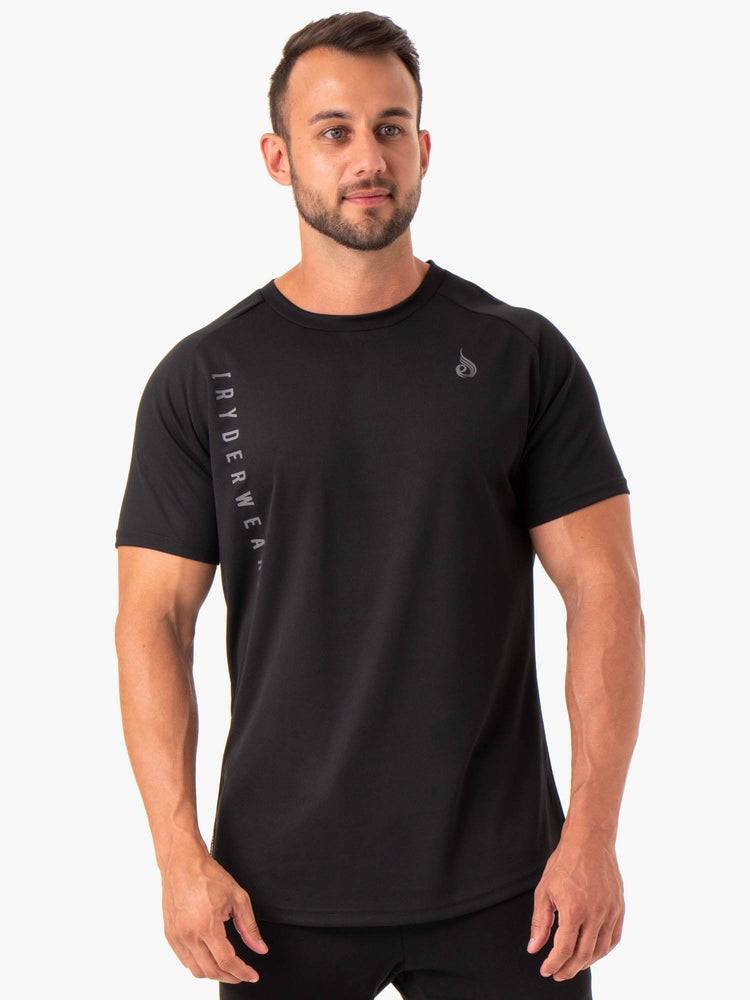 Men\'s Ryderwear Men T Shirts Camo Tech Mesh T Shirts Black | NZ1209HK