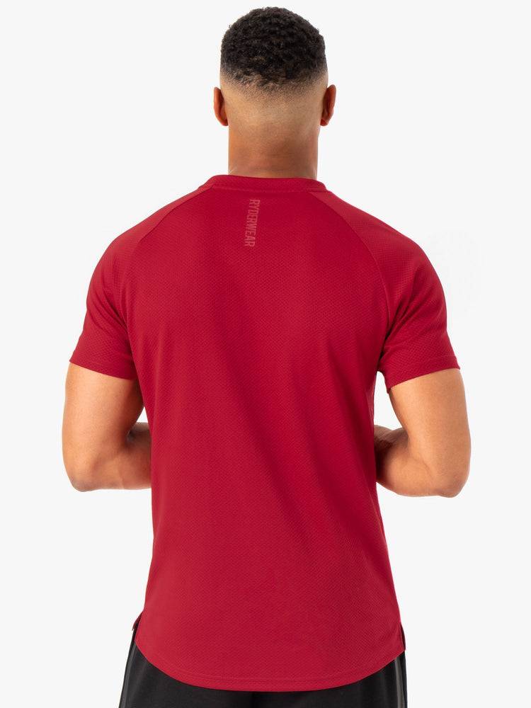 Men's Ryderwear Men T Shirts Enhance T Shirts Burgundy | NZ1220QZ