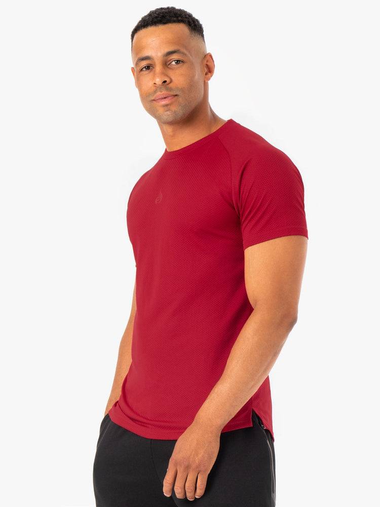 Men's Ryderwear Men T Shirts Enhance T Shirts Burgundy | NZ1220QZ