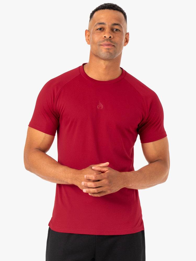 Men\'s Ryderwear Men T Shirts Enhance T Shirts Burgundy | NZ1220QZ