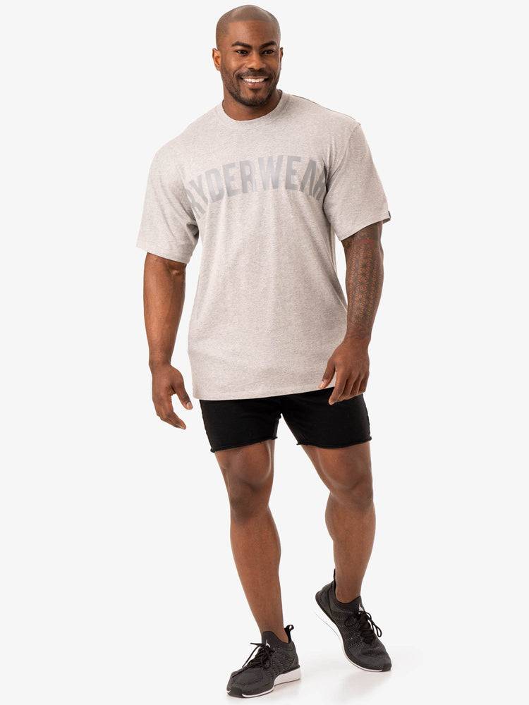 Men's Ryderwear Men T Shirts Force Oversized T Shirts Grey Marl | NZ1232DN