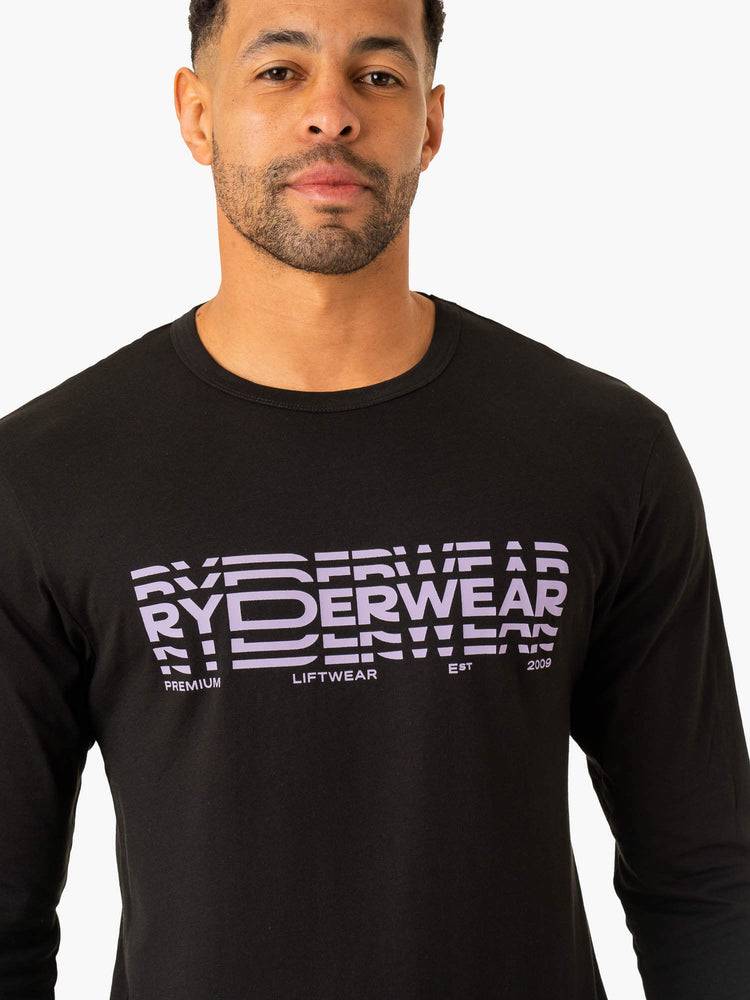 Men's Ryderwear Men T Shirts Graphic Long Sleeve T Shirts Black | NZ1233FM