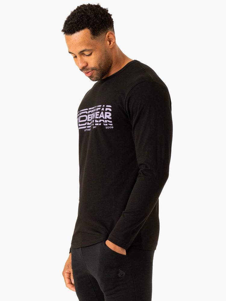 Men's Ryderwear Men T Shirts Graphic Long Sleeve T Shirts Black | NZ1233FM