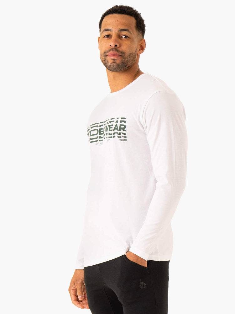 Men's Ryderwear Men T Shirts Graphic Long Sleeve T Shirts White | NZ1234GL