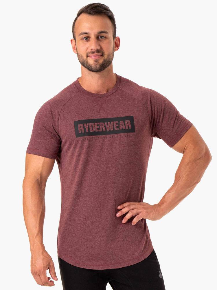 Men\'s Ryderwear Men T Shirts Iron T Shirts Burgundy Marl | NZ1252UT