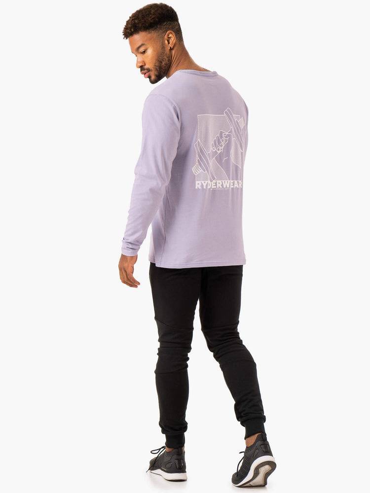 Men's Ryderwear Men T Shirts Lift Long Sleeve T Shirts Lavender | NZ1254OR