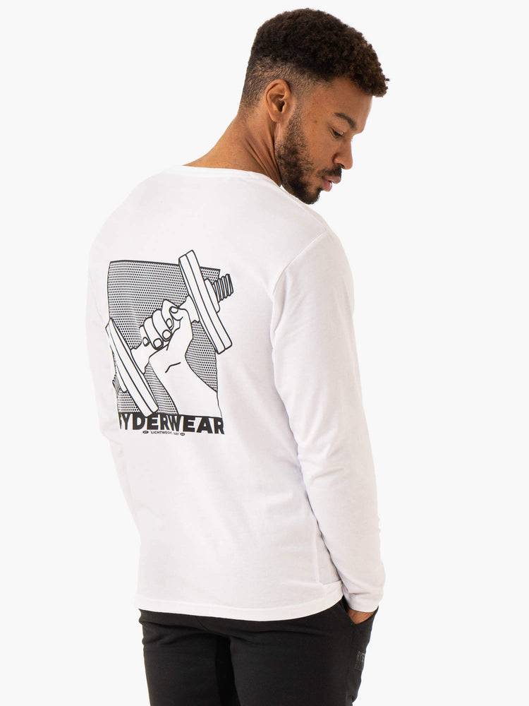 Men's Ryderwear Men T Shirts Lift Long Sleeve T Shirts White | NZ1255PQ