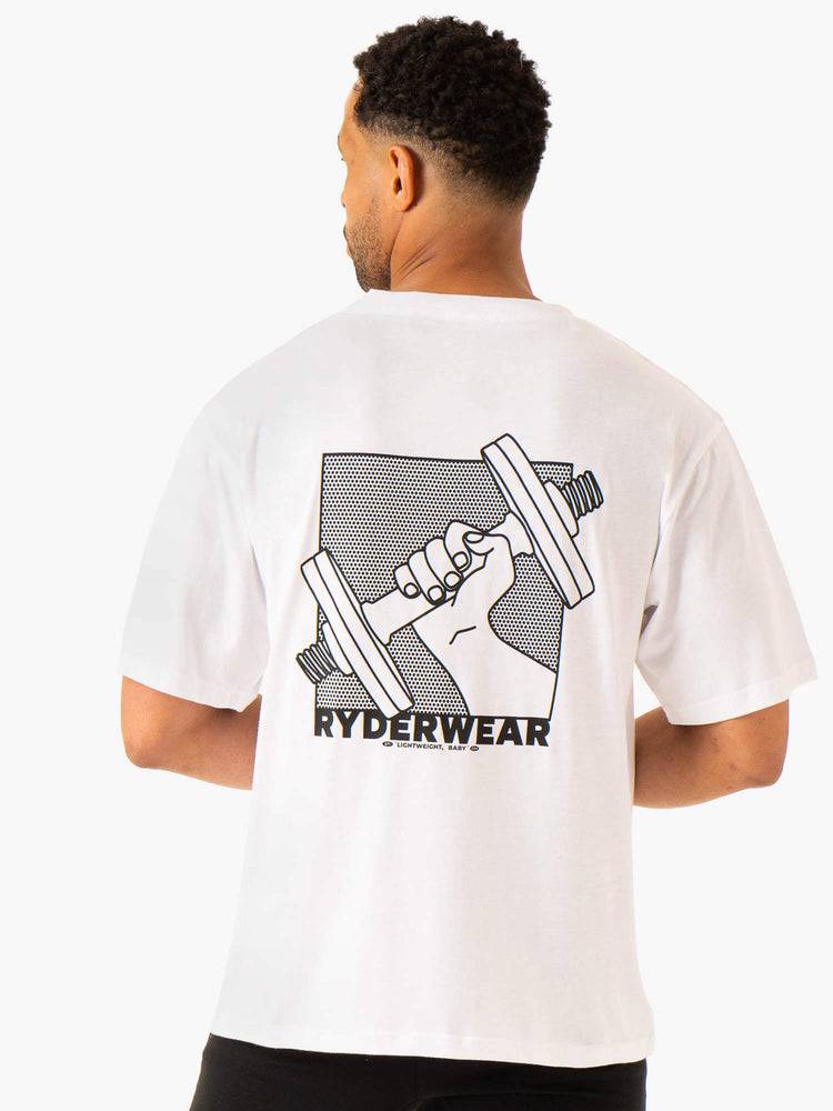 Men's Ryderwear Men T Shirts Lift Oversized Unisex T Shirts White | NZ1256AP