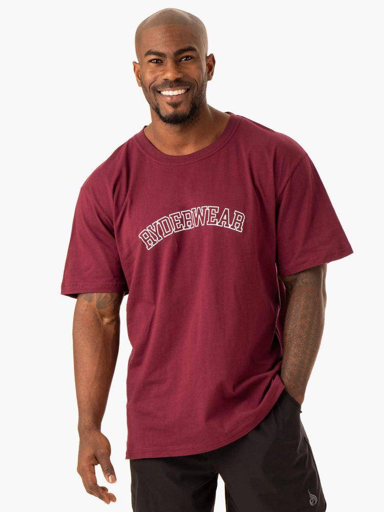 Men\'s Ryderwear Men T Shirts Oversized T Shirts Maroon | NZ1278UT