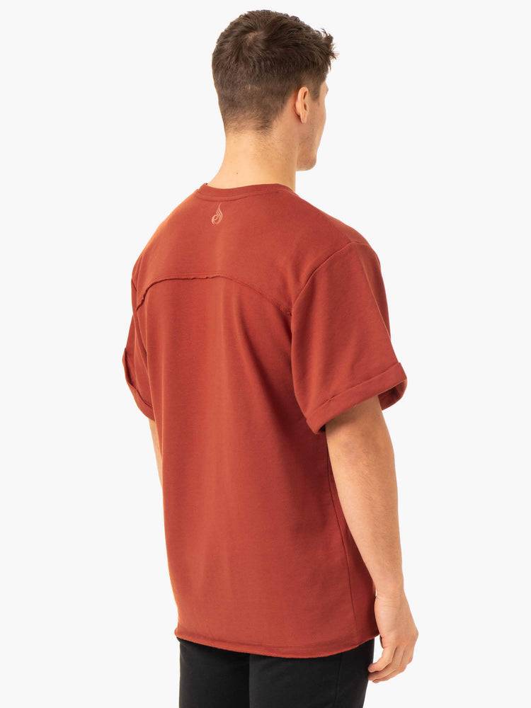 Men's Ryderwear Men T Shirts Pursuit Oversized Fleece T Shirts Red Clay | NZ1283SO