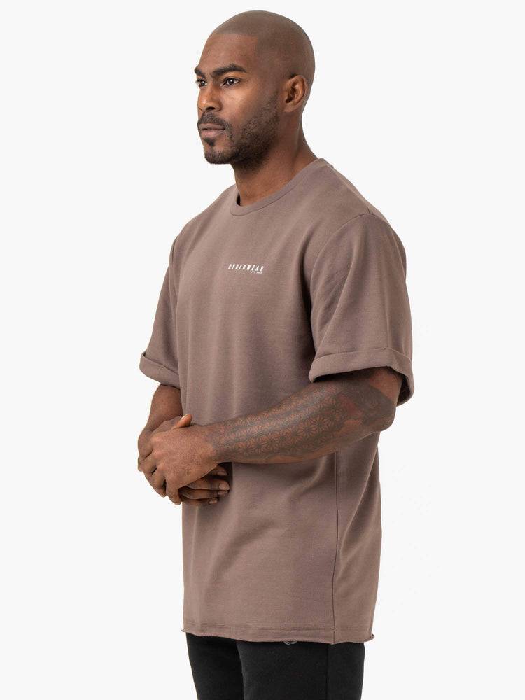 Men's Ryderwear Men T Shirts Pursuit Oversized Fleece T Shirts Taupe | NZ1285FM