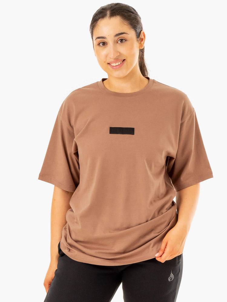 Men's Ryderwear Men T Shirts Unisex Oversized T Shirts Mocha | NZ1299WY