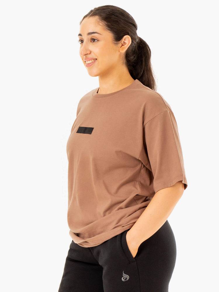 Men's Ryderwear Men T Shirts Unisex Oversized T Shirts Mocha | NZ1299WY