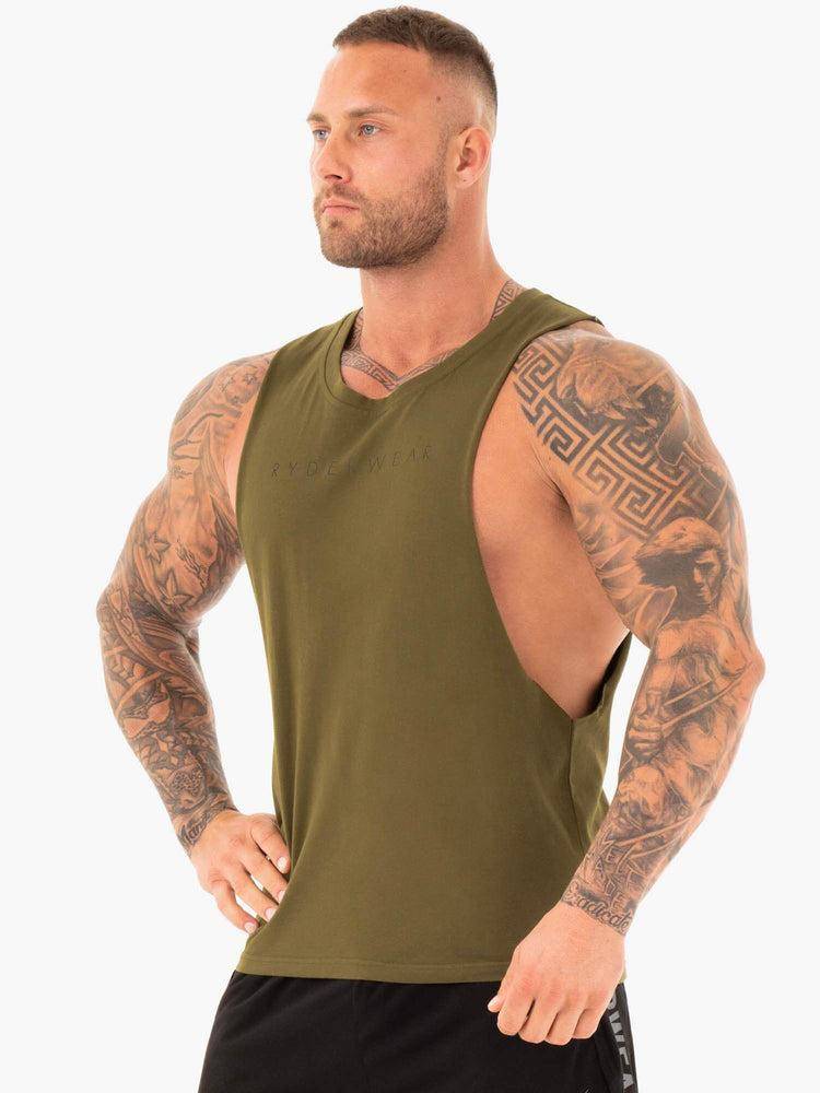 Men's Ryderwear Men Tanks Active Cotton Baller Tank Tanks Khaki | NZ1057ZG