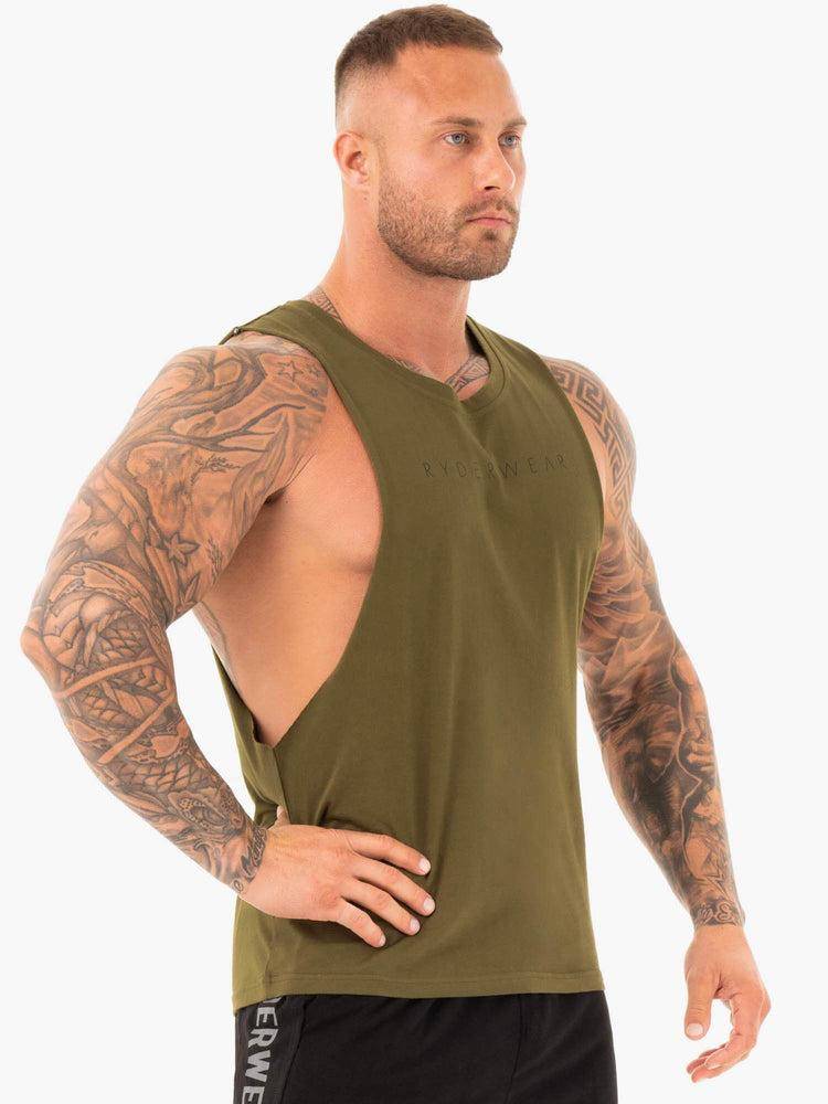 Men's Ryderwear Men Tanks Active Cotton Baller Tank Tanks Khaki | NZ1057ZG