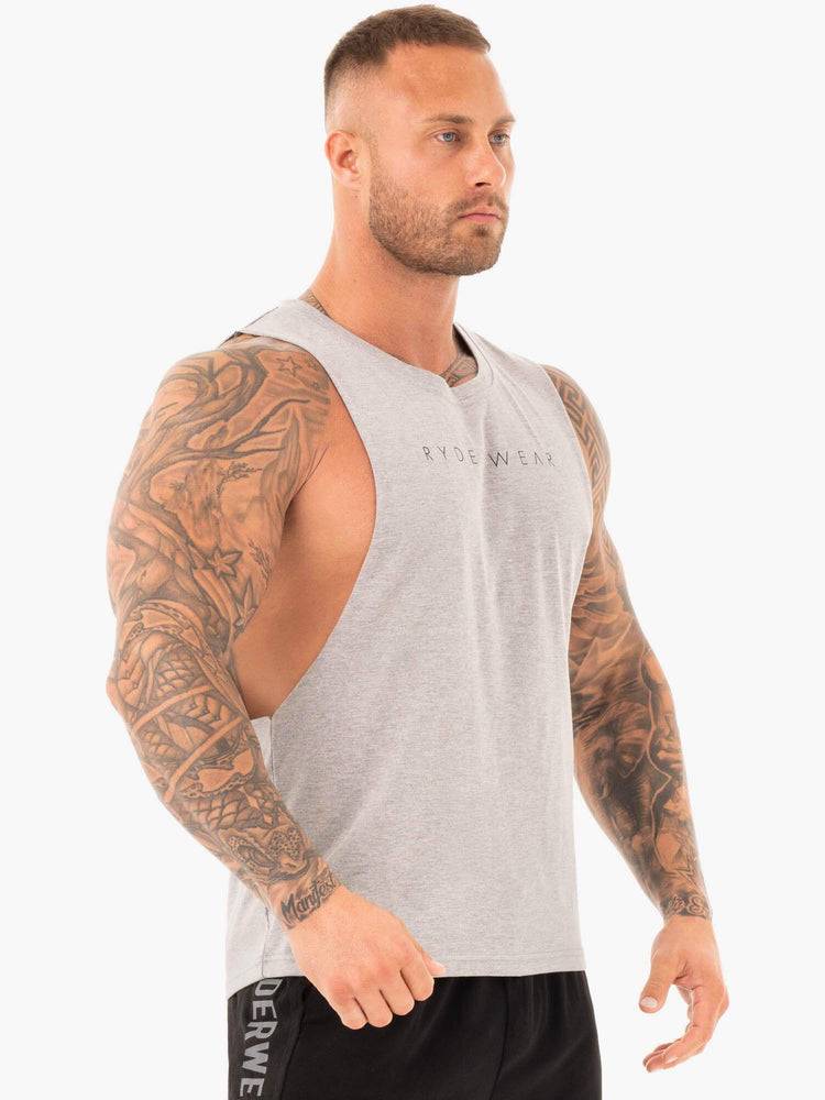 Men's Ryderwear Men Tanks Active Cotton Baller Tank Tanks Grey Marl | NZ1059CE