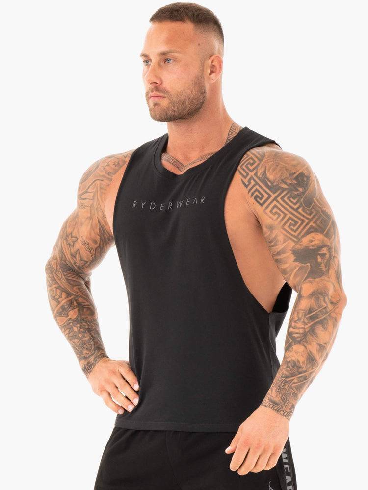 Men's Ryderwear Men Tanks Active Cotton Baller Tank Tanks Black | NZ1060VD