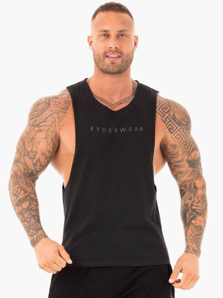 Men\'s Ryderwear Men Tanks Active Cotton Baller Tank Tanks Black | NZ1060VD