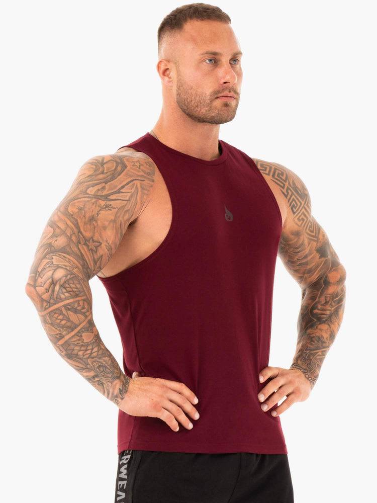 Men's Ryderwear Men Tanks Athletic Cut Tank Tanks Burgundy | NZ1062NB