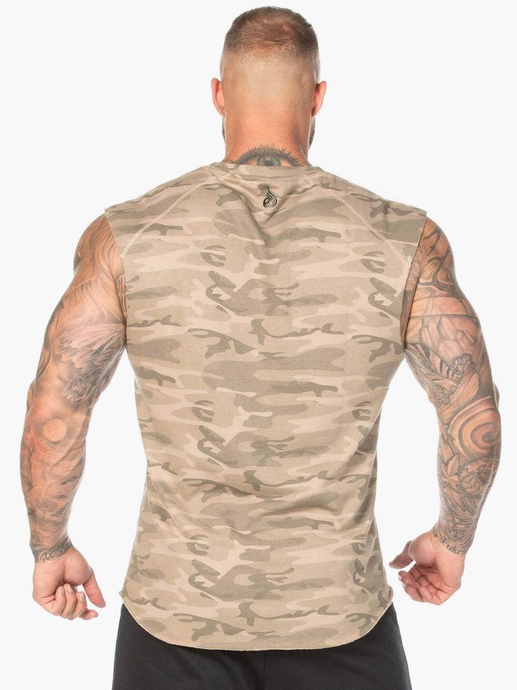 Men's Ryderwear Men Tanks Camo Fleece Tank Tanks Tan Camo | NZ1071IS