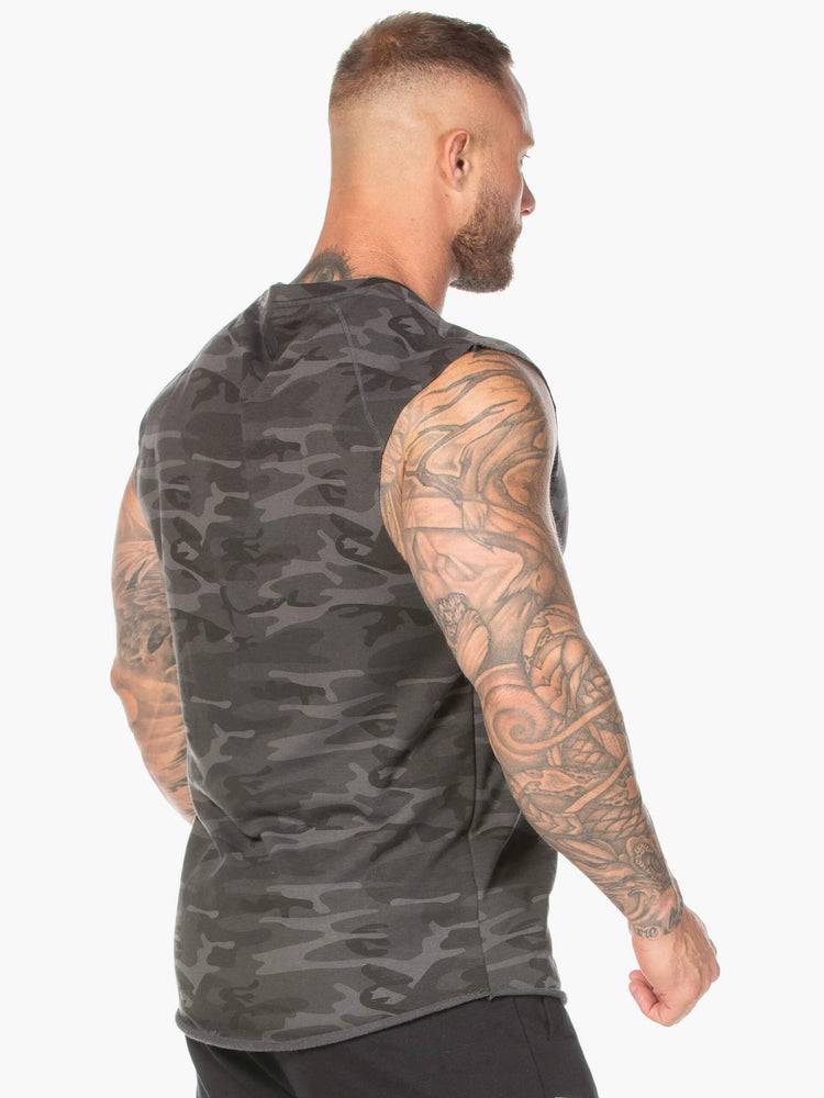 Men's Ryderwear Men Tanks Camo Fleece Tank Tanks Black Camo | NZ1072OR