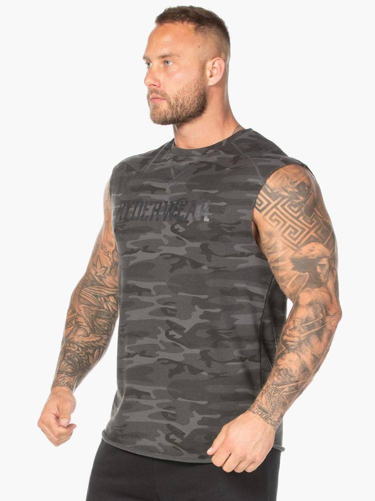 Men's Ryderwear Men Tanks Camo Fleece Tank Tanks Black Camo | NZ1072OR