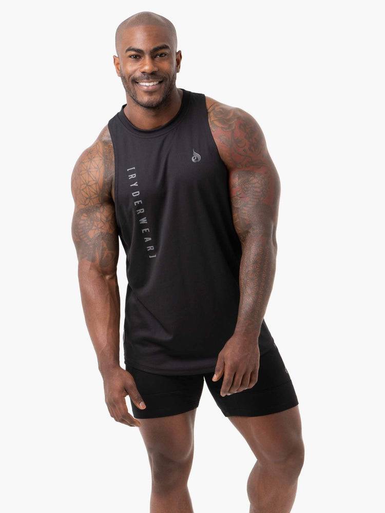 Men's Ryderwear Men Tanks Camo Tech Mesh Baller Tank Tanks Black | NZ1073PQ